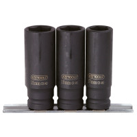 KS TOOLS 1/2" 6-kanšu triecienmuciņu komplekts, garas, 3-gab