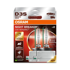 OSRAM D3S XENARC NIGHT BREAKER 220, cool white 4500K, 42V 35W komplekts, 2 gab.